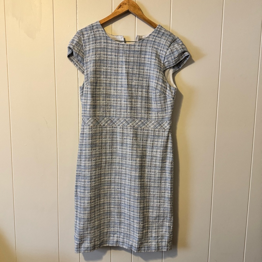 BANANA Republic Tweed Knee Length Blue Multicolored Dress